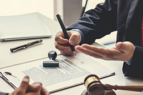 Lawyer writing on the paper